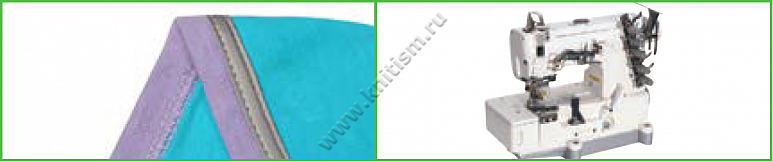 Окантователь в 2 сложения с прокладыванием декоративной тесьмы (открытый срез) на плоскошовной машине с вырезом в платформе T139 SURUCU