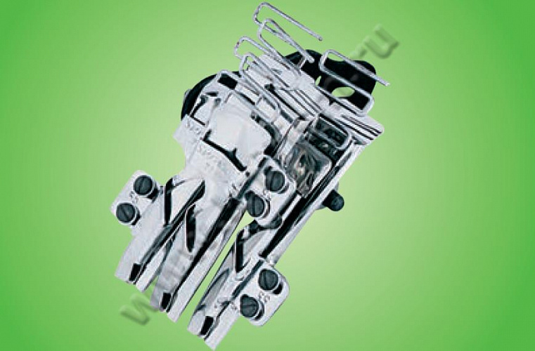 Приспособление "тройной-лампасник" для притачивания лампас с декоративной вставкой (справа) на поясных машинах E115 SURUCU