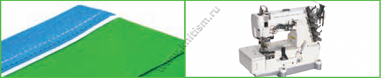 Окантователь в 3 сложения с прокладыванием декоративной тесьмы (чистый край сверху) на плоскошовной машине с вырезом в платформе T137 SURUCU