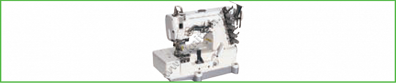 Окантователь в 3 сложения (чистый край сверху) с прокладыванием эластичной тесьмы (резинки) на плоскошовной машине с вырезом в платформе T147 SURUCU