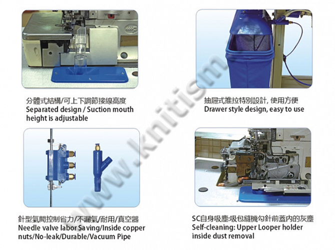 Вытяжка цепочек нитей для оверлоков с утопленным столом GA112-1-D-F-SC GRAND