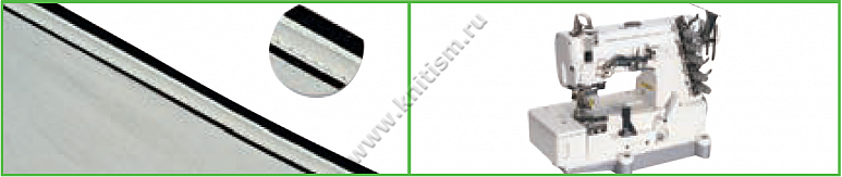Окантователь в 4 сложения с прокладыванием декоративной тесьмы на плоскошовной машине с вырезом в платформе T140 SURUCU